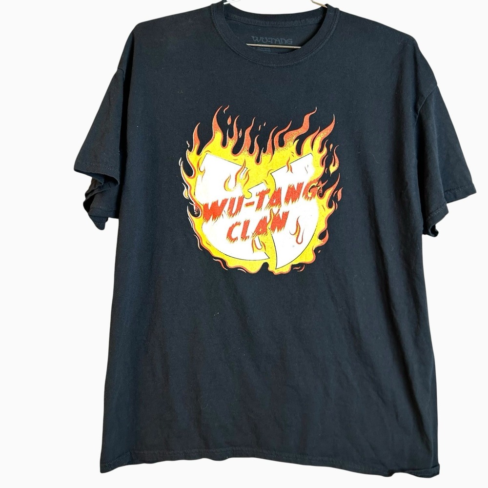 Wu-tang Clan Flames Logo Graphic T-shirt Men Large Black Short Sleeve Rap Music